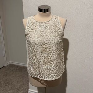 Charming Charlie Cream Lace Sleeveless Top